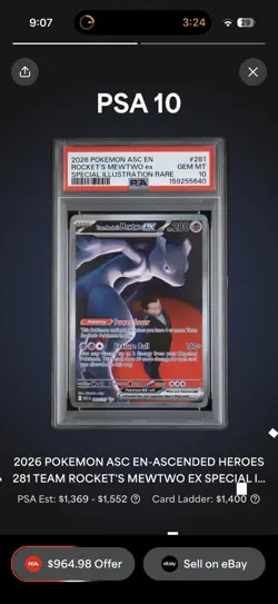 2026 POKEMON ASC EN-ASCENDED HEROES ILLUSTRATION RARE #281 MEWTWO EX PSA 10 - Image 4