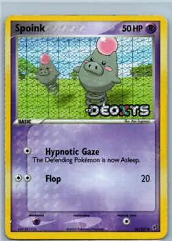 Pokemon Card - Spoink Deoxys 76/107 Reverse Holo Stamped - Image 1