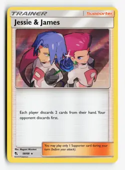 Jessie & James 58/68 Hidden Fates Pokemon TCG Holo Rare Near Mint NM - Image 1