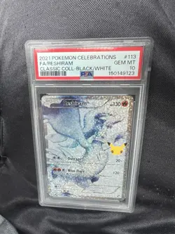 Pokemon Reshiram 113/114 Celebrations Classic Collection PSA 10 Holo Full Art - Image 1