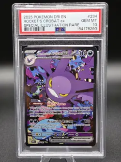 Pokemon TCG Team Rocket's Crobat ex 234/182 Destined Rivals Holo PSA 10 - Image 1