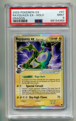 2006 POKEMON EX DRAGON FRONTIERS RAYQUAZA EX #97/101 UR HOLO PSA 9 ERROR P1 - Image 1
