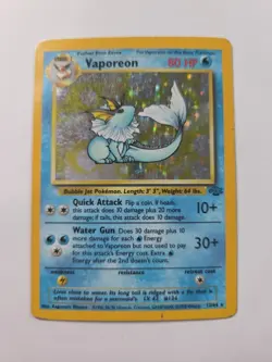 VAPOREON 12/64 VINTAGE HOLO RARE JUNGLE POKEMON HP Dmg - Image 1