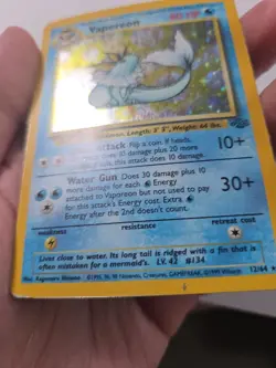 VAPOREON 12/64 VINTAGE HOLO RARE JUNGLE POKEMON HP Dmg - Image 4
