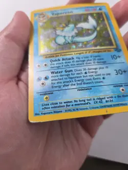 VAPOREON 12/64 VINTAGE HOLO RARE JUNGLE POKEMON HP Dmg - Image 5