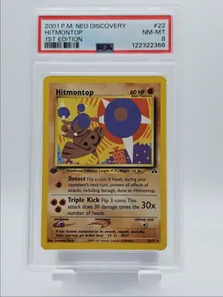 HITMONTOP 2001 POKEMON NEO DISCOVERY 1ST EDITION RARE 22/75 PSA 8 Q5167 - Image 1