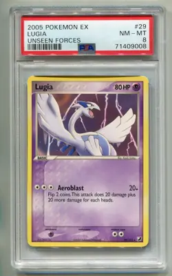 2005 POKEMON EX UNSEEN FORCES LUGIA #29/115 RARE NON-HOLO PSA 8 P1 - Image 1