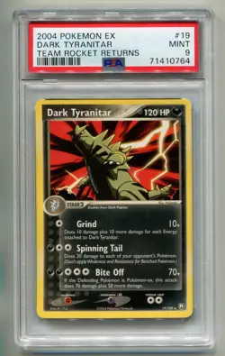 2004 POKEMON EX TEAM ROCKET RETURNS DARK TYRANITAR 19/109 RARE NON-HOLO PSA 9 P1 - Image 1