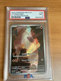 2023 POKEMON MEW EN-151 ILLUSTRATION RARE #168 CHARMANDER PSA 9 Ships Fast - Image 1