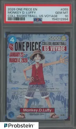 2026 One Piece EN College Basketball US Voyage #055 Monkey D Luffy PSA 10 - Image 1