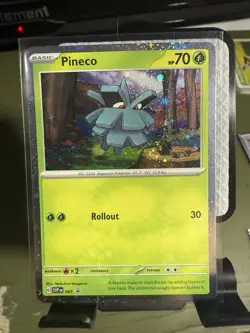 Pineco 061 SWIRL Sv: Scarlet & Violet Promo Cosmos Holo NM Pokemon Card 2023 - Image 1