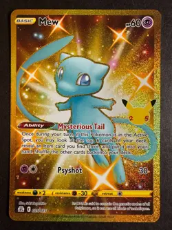 Shiny Mew Gold Full Art 025/025 Pokemon Sword & Shield Celebrations Near Mint - Image 1