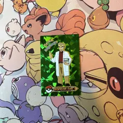 Green Holo Hit - Professor Oak - 2022 Pokemon Indigo League Sticker Set (Peru) - Image 1