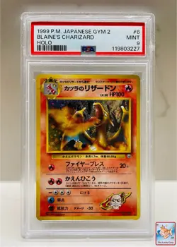 1999 Pokemon Japanese Gym 2 Blaine's Charizard Holo #6 PSA 9 MINT - Image 1