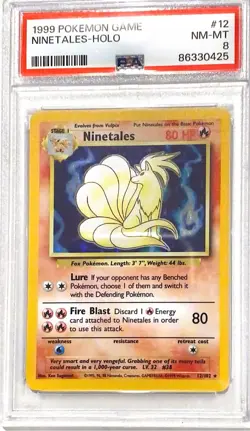 1999 Pokemon Base Set Unlimited English 12/102 Ninetales Holo PSA 8 - - Image 1