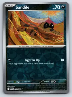 Sandile Common Pokemon SV: Black Bolt Reverse Holo 057/086 NM - Image 1