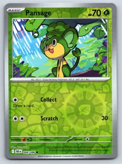 Pansage Common Pokemon SV: Black Bolt Reverse Holo 004/086 NM - Image 1