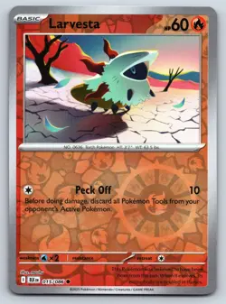 Larvesta Common Pokemon SV: Black Bolt Reverse Holo 015/086 NM - Image 1