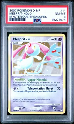Mesprit 2007 Mysterious Treasures #14/123 Pokemon Holo PSA 8 - Image 1