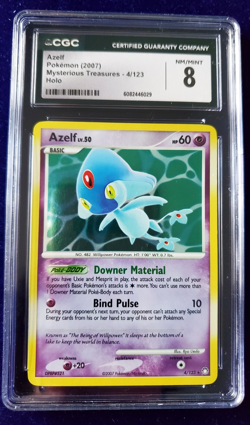 Pokemon TCG 2007 DP Mysterious Treasures Azelf 4/123 Holo CGC 8 NM/Mint - Image 1