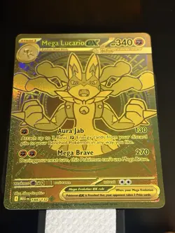 Pokemon MEGA LUCARIO ex Hyper Rare Mega Evolution GOLD 188/133 Full Art MINTY - Image 1