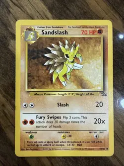 Sandslash 41/62 Uncommon Fossil WOTC Vintage Pokemon LP - Image 1