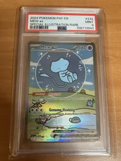 2024 POKEMON PAF EN-PALDEAN FATES SPECIAL ILLUSTRATION RARE #232 MEW EX PSA 9 - Image 1