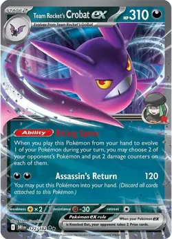 Team Rockets Crobat EX #122/182 (Destined Rivals) SV10 Pokemon (Double Rare) NM - Image 3