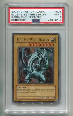 2004 KONAMI YU-GI-OH KAIBA SD BLUE-EYES WHITE DRAGON SKE-001 SR HOLO PSA 9 B P1 - Image 1
