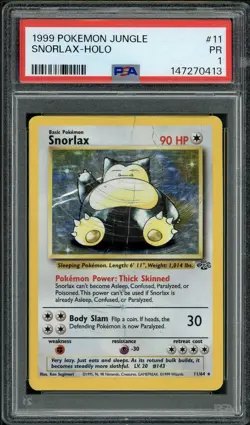 PSA 1 Snorlax 11/64 Jungle Holo Rare 1999 Pokemon Card - Image 1