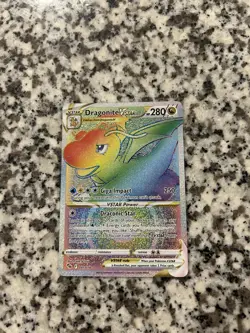 Pokemon Dragonite VSTAR Secret Rare Holo 081/078 Pokemon GO Full Art Card - Image 1
