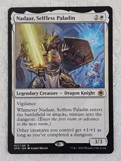MTG Nadaar, Selfless Paladin #27 Adventures in the Forgotten Realms Card Rare NM - Image 1