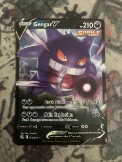 Pokemon Gengar v TCG Sword & Shield Fusion Strike Holo Ultra Rare Card 156/264 - Image 1