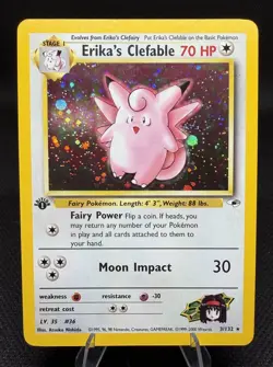 Pokemon Erika's Clefable Gym Heroes Holo Rare 1st Edition 3/132 English - Image 1