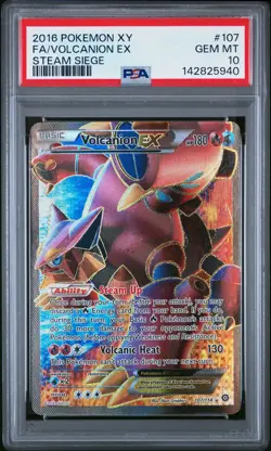 2016 POKEMON XY STEAM SIEGE #107 FULL ART/VOLCANION EX PSA 10 - Image 1