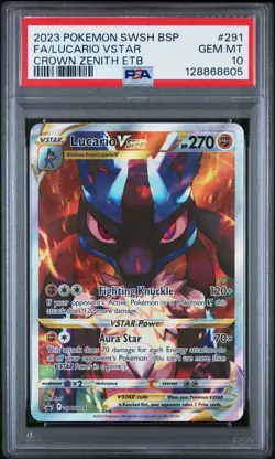 2023 POKEMON SWSH BLACK STAR PROMO #291 FULL ART/LUCARIO VSTAR PSA 10 - Image 1