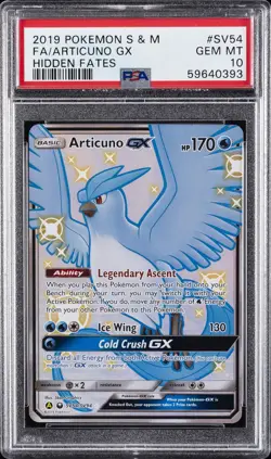 2019 POKEMON SUN & MOON HIDDEN FATES #SV54 FULL ART/ARTICUNO GX PSA 10 - Image 1