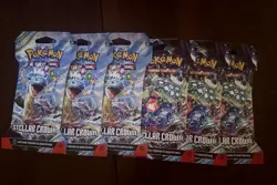 Pokemon TCG Stellar Crown Sleeved Booster Pack Set - 6 Pack - Image 1