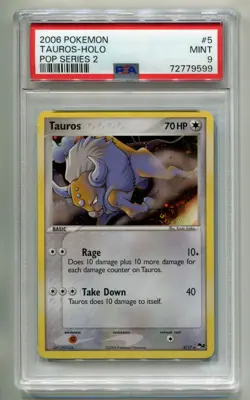 2006 POKEMON POP SERIES 2 TAUROS #5/17 BLACK STAR PROMO HOLO FOIL PSA 9 A P1 - Image 1