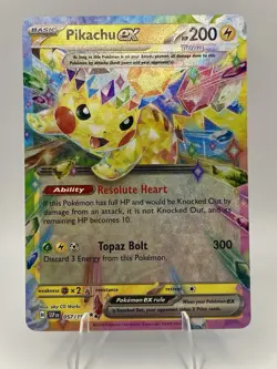 Pokemon TCG Surging Sparks Pikachu EX Double Rare Holo Card 057/191 NM Condition - Image 1