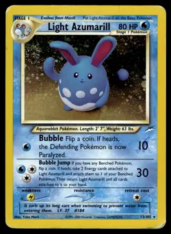Light Azumarill 13/105 Neo Destiny Rare Holo Pokemon - Image 1