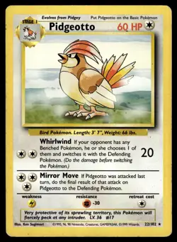Pidgeotto 22/102 Base Set Rare Pokemon - Image 1