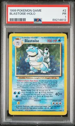1999 Pokemon Game Blastoise #2 Holo PSA 1 - Image 1