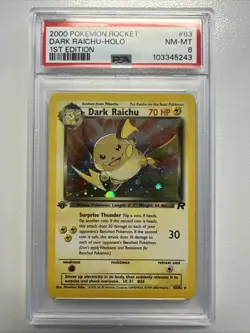 Pokemon Dark Raichu Team Rocket 1st Edition Holo Secret Rare #83 PSA 8 - Image 1
