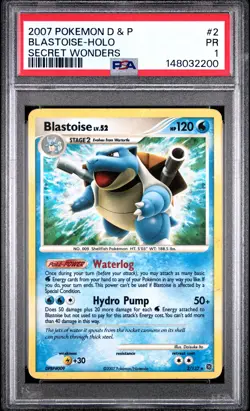 2007 POKEMON DIAMOND & PEARL SECRET WONDERS #2 BLASTOISE-HOLO PSA 1 - Image 1