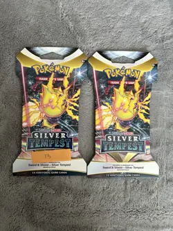 LOT OF 2 ~ Pokemon Sword & Shield Silver Tempest Sleeved Booster Packs Sealed - Image 1