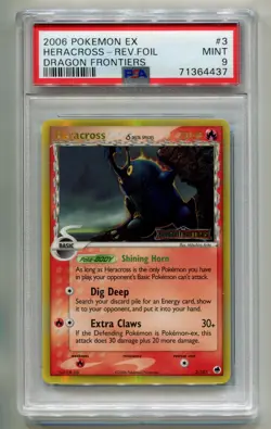 2006 POKEMON EX DRAGON FRONTIERS HERACROSS 3/101 REVERSE STAMPED HOLO PSA 9 B P1 - Image 1