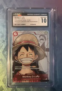 2023 ONE PIECE CCG MONKEY D. LUFFY PROMO P-001 25TH CGC 10 A PT - Image 1