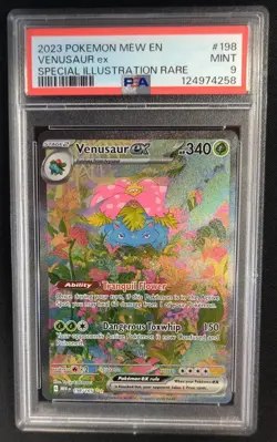 PSA 9 MINT Venusaur ex 198/165 Scarlet & Violet 151 Pokemon Graded Card - Image 1