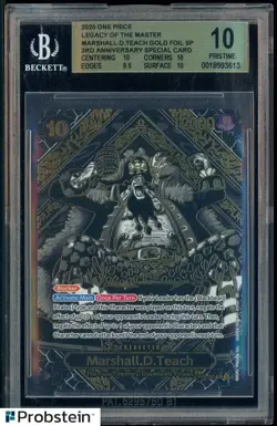 2025 ONE PIECE OP12 ENGLISH #093 MARSHALL.D. TEACH 3RD ANNIVERSARY GOLD BGS 10 - Image 1